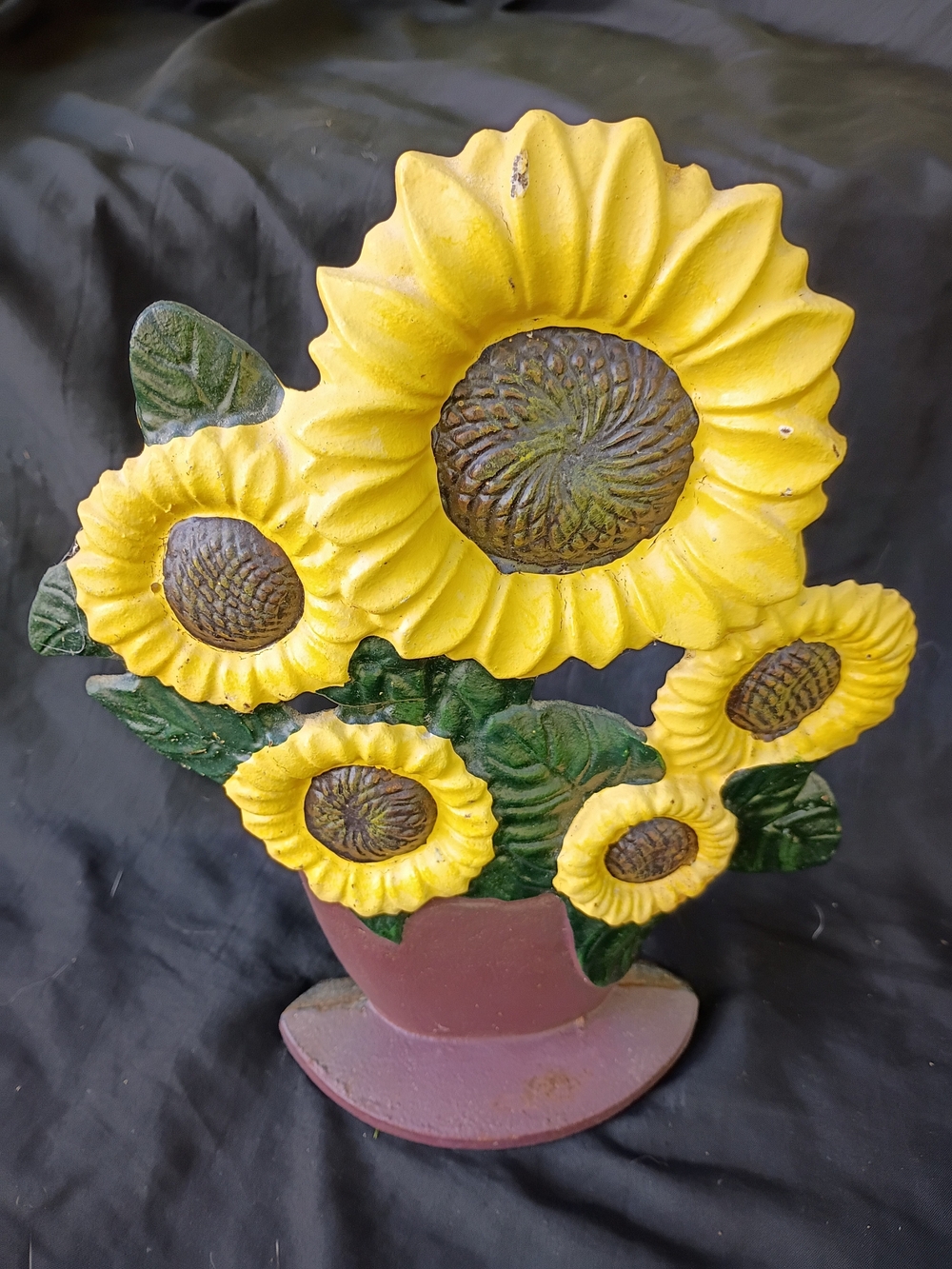 Vtg Cast Iron Sunflower Door Stop Vintage Decor Fall Decor Cottage
